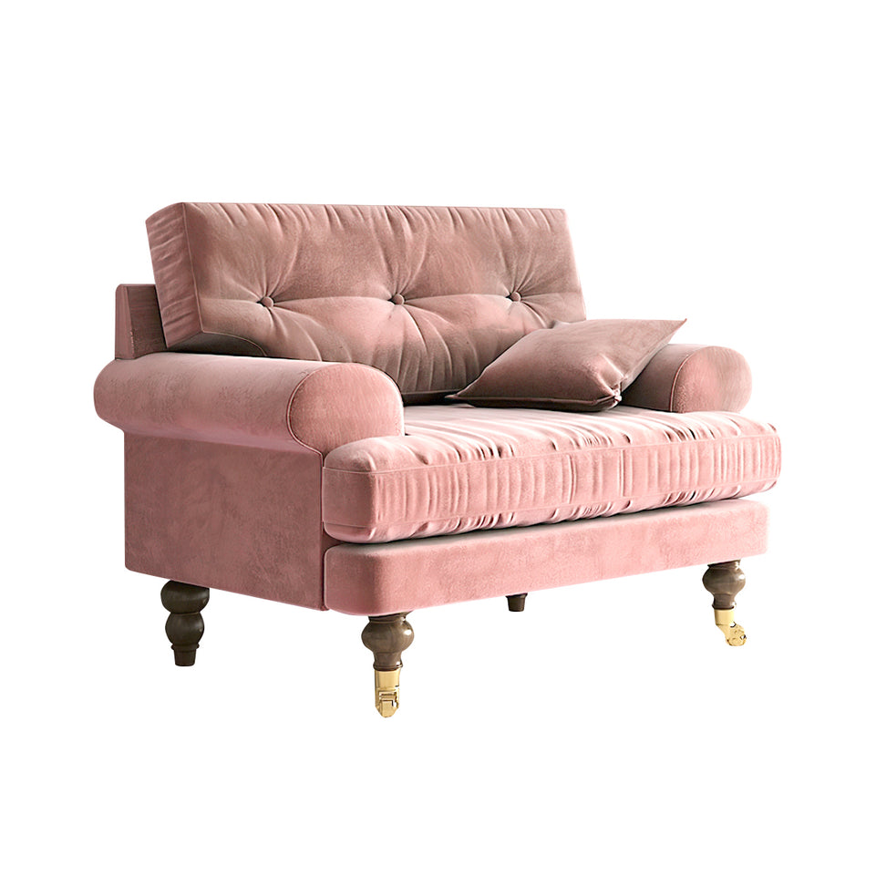 Modern Sofa 35-94 in Wide with Velvet & Solid Wood for Reception Area