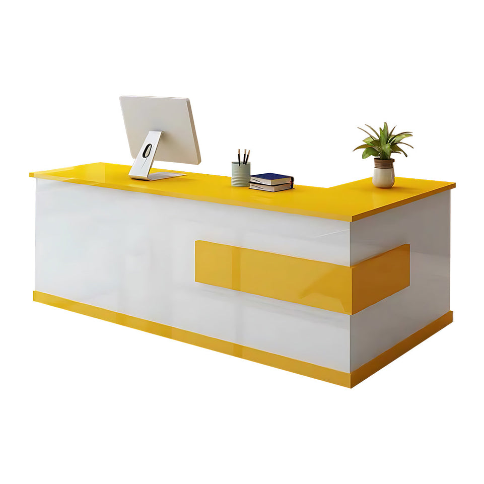 L-shaped Modern Reception Desk with a Drawer and a Keyboard Tray JDT-069