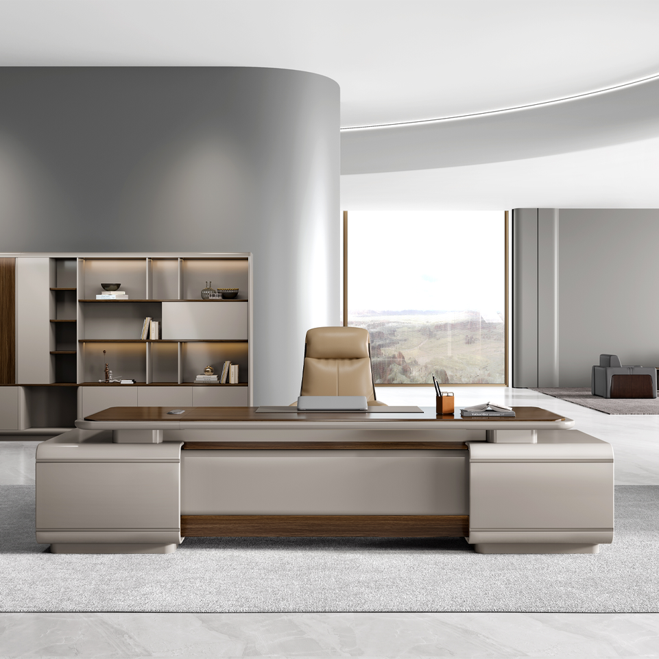 Solid Wood Executive Desk With Internal Mirror Mordern Business Desk LBZ-2046