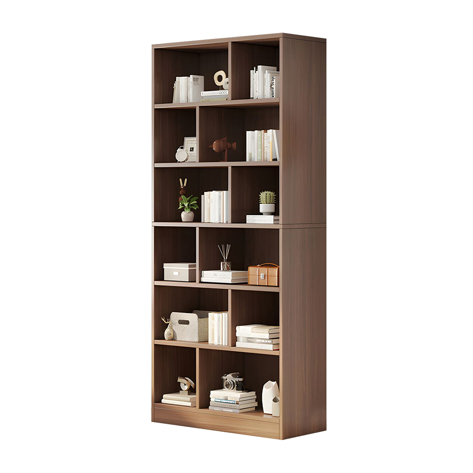 Spacious Floor-to-Ceiling Solid Wood Bookcase with Adjustable Shelves, Eco-Friendly Wood Cabinet for Home or Office CWG-2177