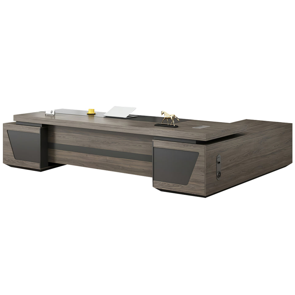 Modern L-Shaped Executive Desk with Drawers and Cabinet LBZ-2091