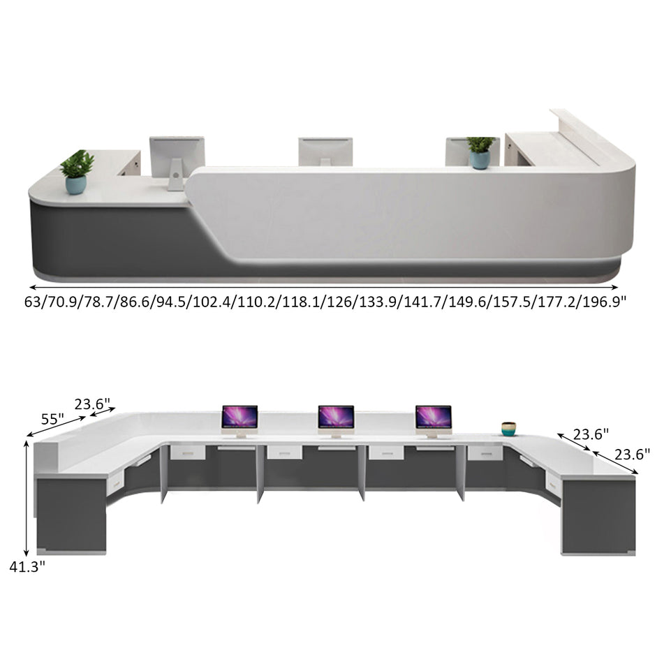 Modern Office Reception Desk with Curved Corner JDT-2065