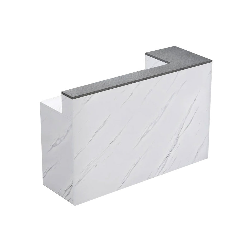 L-Shaped Corner Straight Compact Reception Desk with Keyboard Tray and Drawer for Stores and Salons JDT-1048