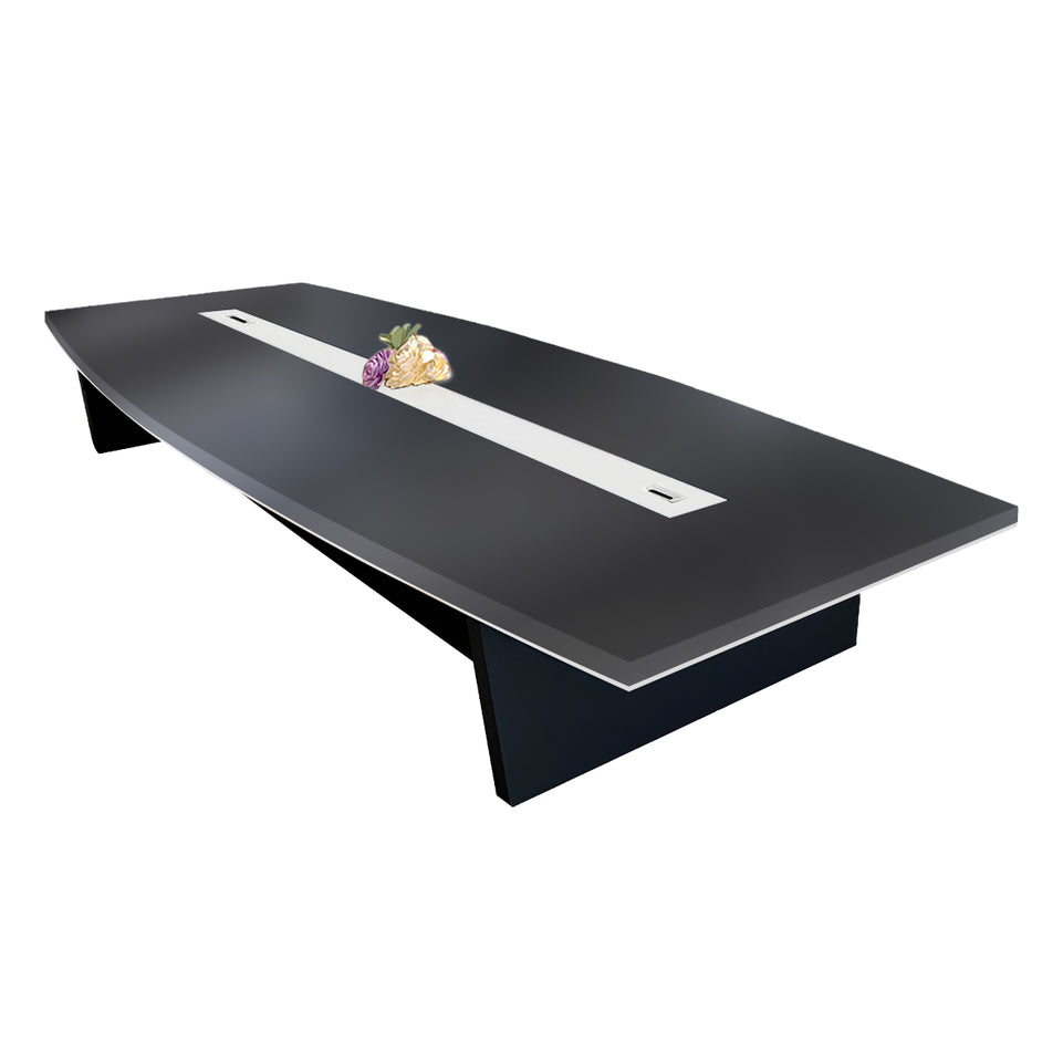 Modern Boat-Shaped Conference Table with Cable Management Ports HYZ-2034