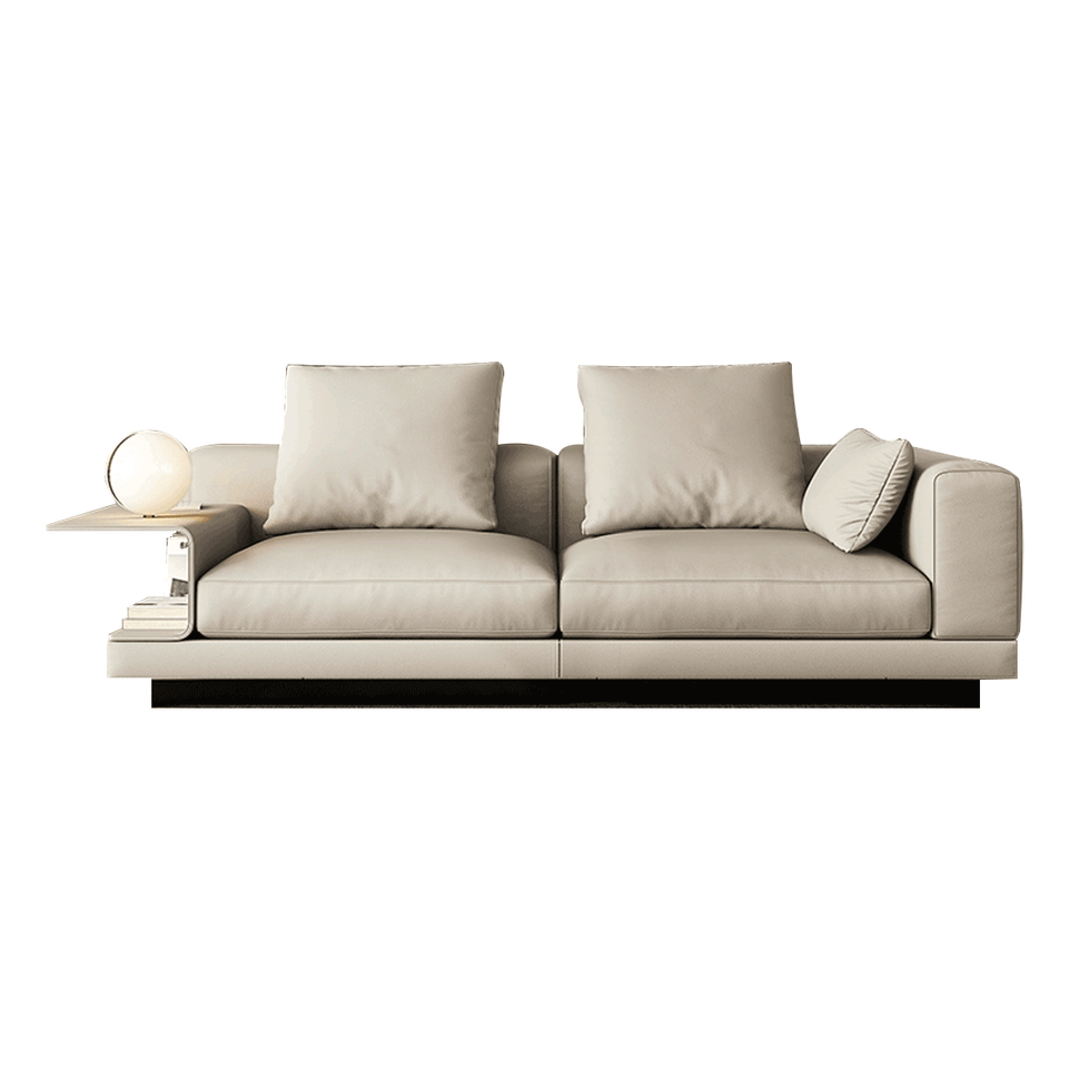 Pioneer Minimalist Italian-Style Genuine Leather Sofa With Curved Armrests And Plush Cushions BSF-2068