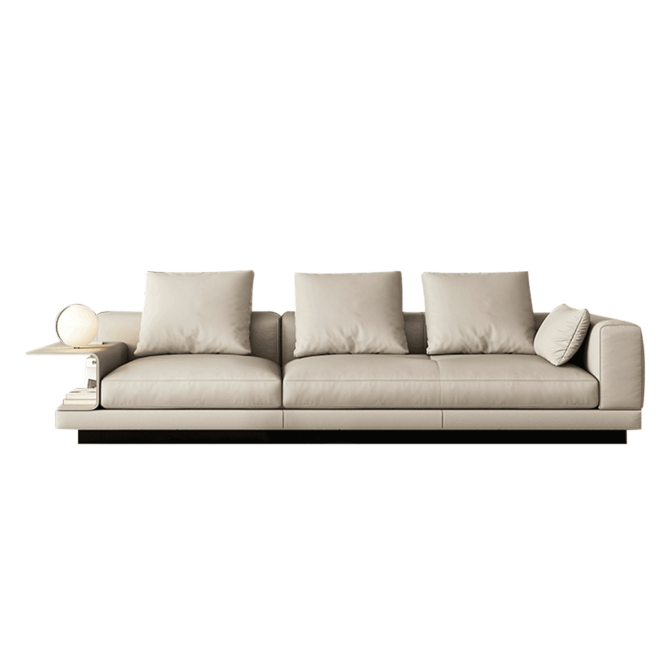 Pioneer Minimalist Italian-Style Genuine Leather Sofa With Curved Armrests And Plush Cushions BSF-2068