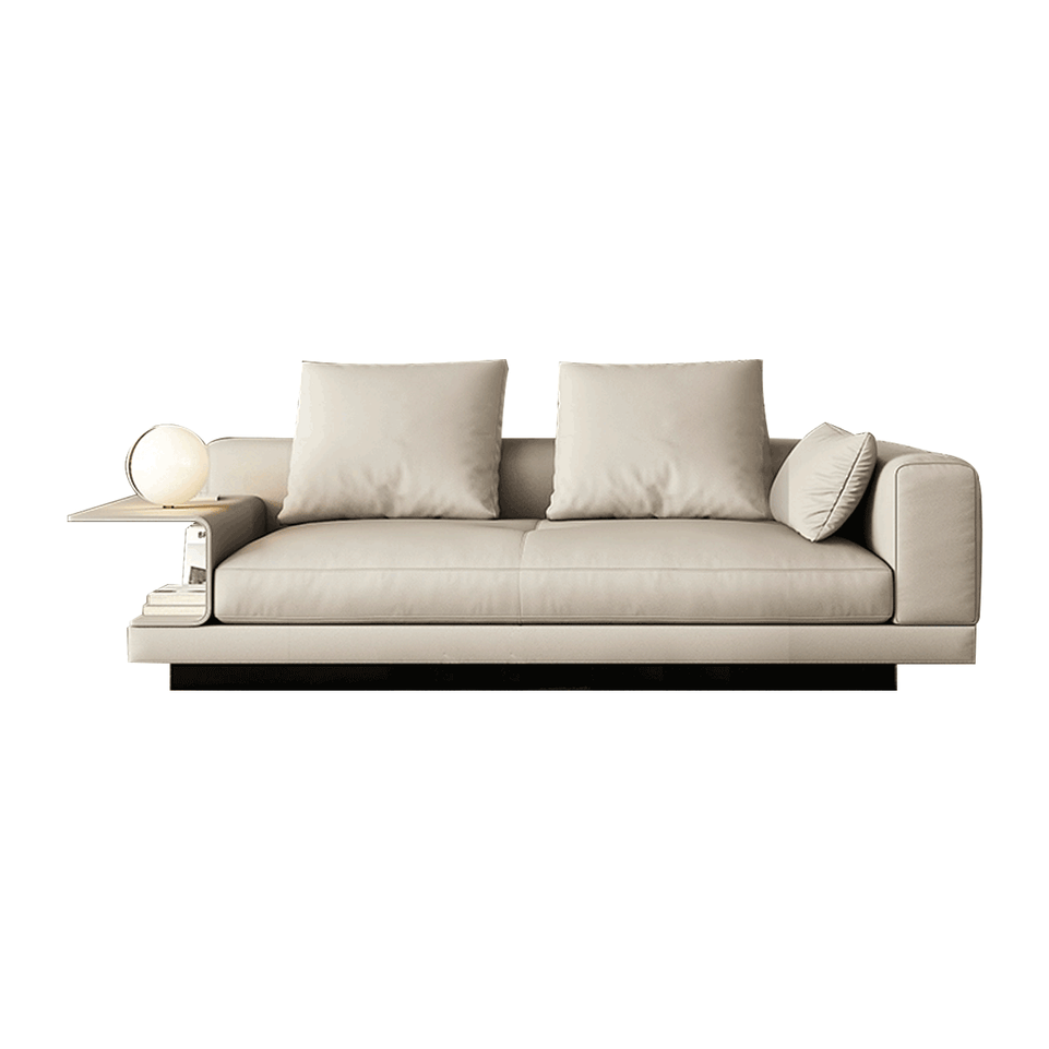 Pioneer Minimalist Italian-Style Genuine Leather Sofa With Curved Armrests And Plush Cushions BSF-2068