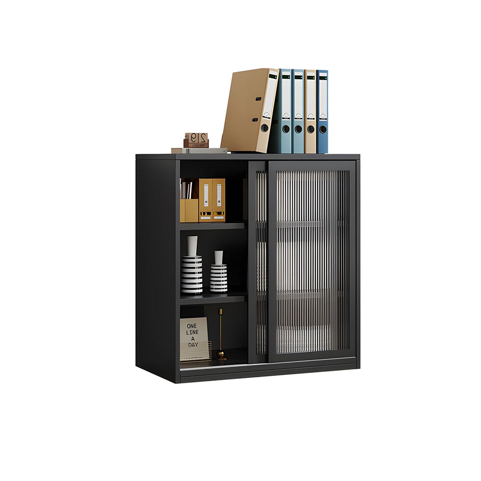 Modern Versatile Lockable File Cabinet with Hidden Handles and Glass Doors for Office or Tearoom CWG-2165