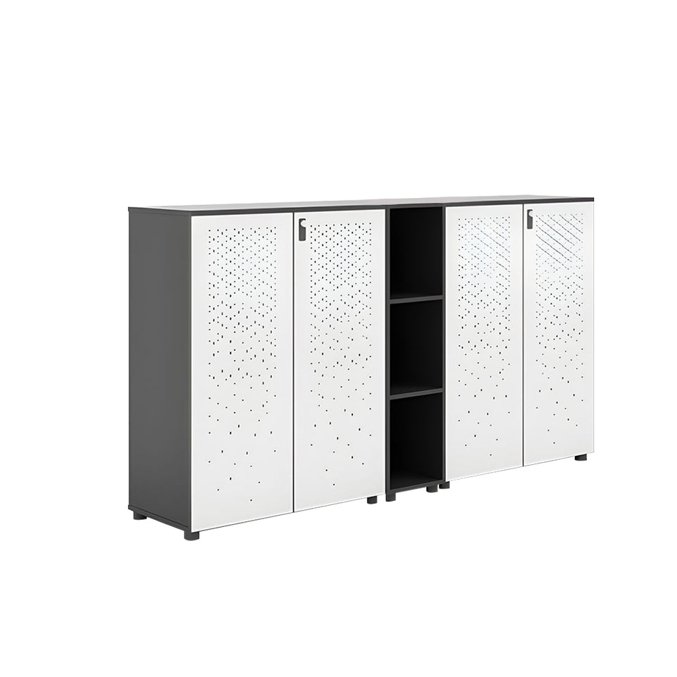Sleek Lockable Metal Wood Cabinet for Office Storage, Adjustable Shelves, Durable Steel Doors, Spacious Partitioned Organizer CWG-2173