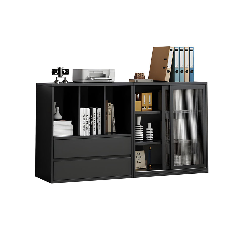 Modern Versatile Lockable File Cabinet with Hidden Handles and Glass Doors for Office or Tearoom CWG-2165