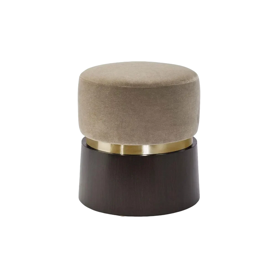 Velvet Upholstered Accent Stool With Stainless Base–Compact Elegance For Bedroom Or Boutique BSF-2072