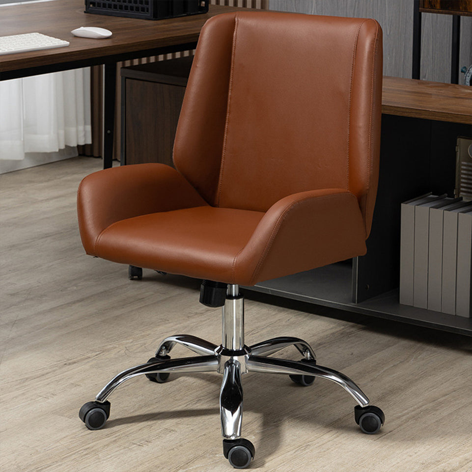 Ergonomic Leather Office Chair Stylish Brown Leather Mid-Back Design BGY-1050