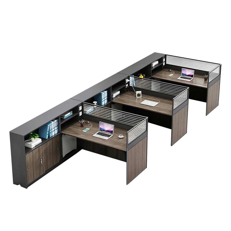 Modern L-Shaped Office Desk with Storage Cabinet and Privacy Panel BGZ-2016