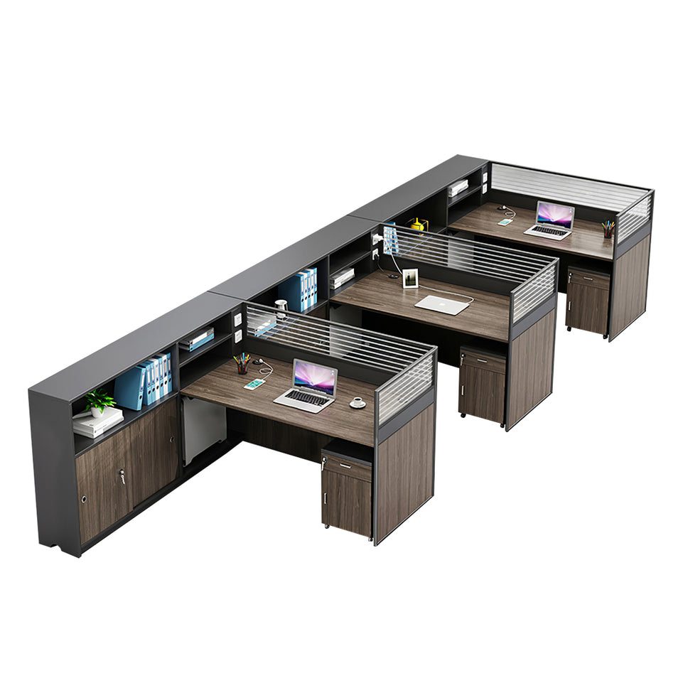 Modern L-Shaped Office Desk with Storage Cabinet and Privacy Panel BGZ-2016