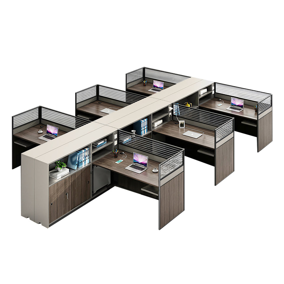 Modern L-Shaped Office Desk with Storage Cabinet and Privacy Panel BGZ-2016