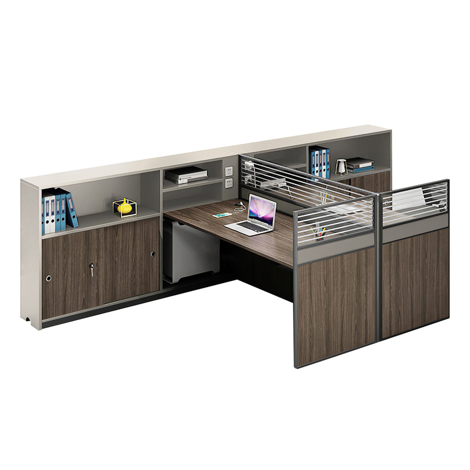 Modern L-Shaped Office Desk with Storage Cabinet and Privacy Panel BGZ-2016