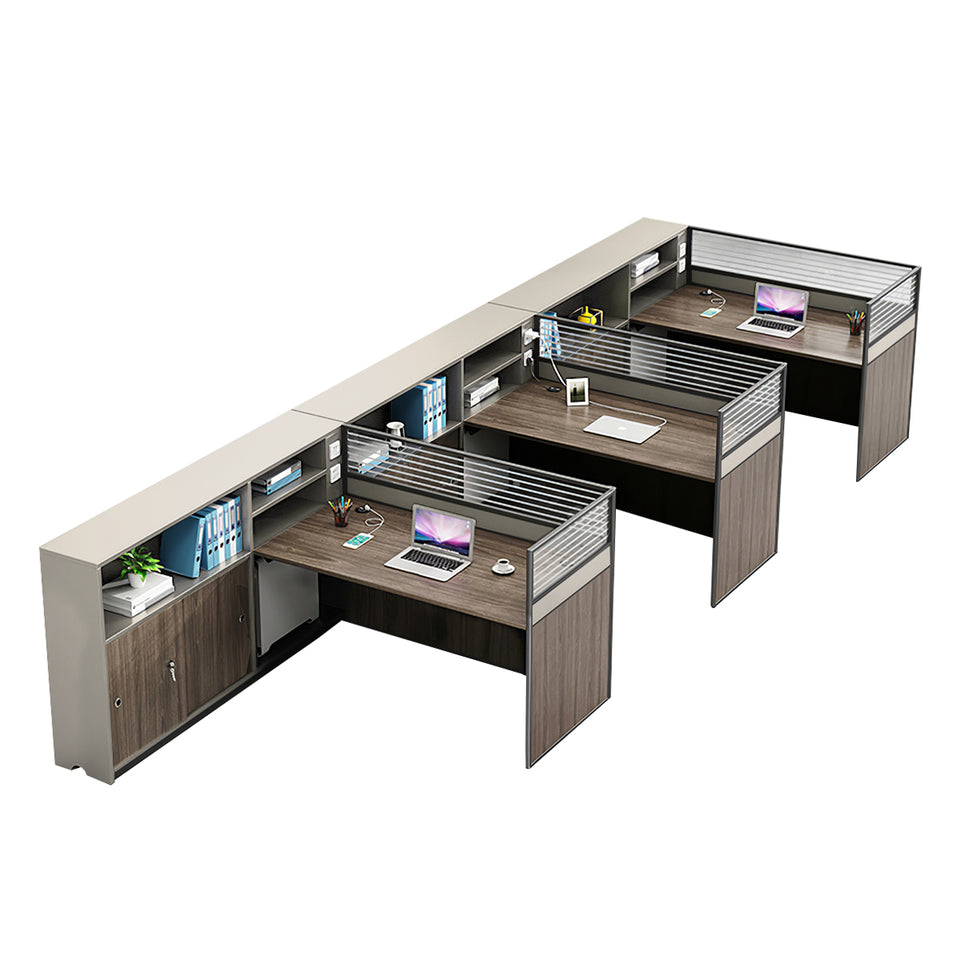 Modern L-Shaped Office Desk with Storage Cabinet and Privacy Panel BGZ-2016