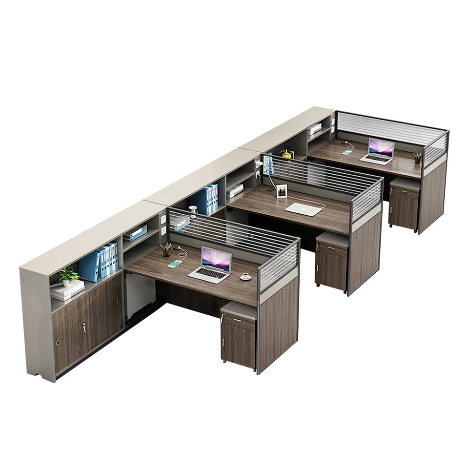 Modern L-Shaped Office Desk with Storage Cabinet and Privacy Panel BGZ-2016
