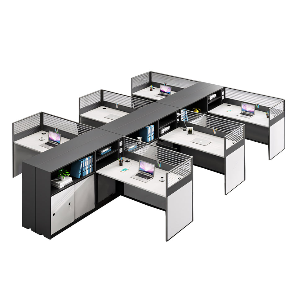 Modern L-Shaped Office Desk with Storage Cabinet and Privacy Panel BGZ-2016