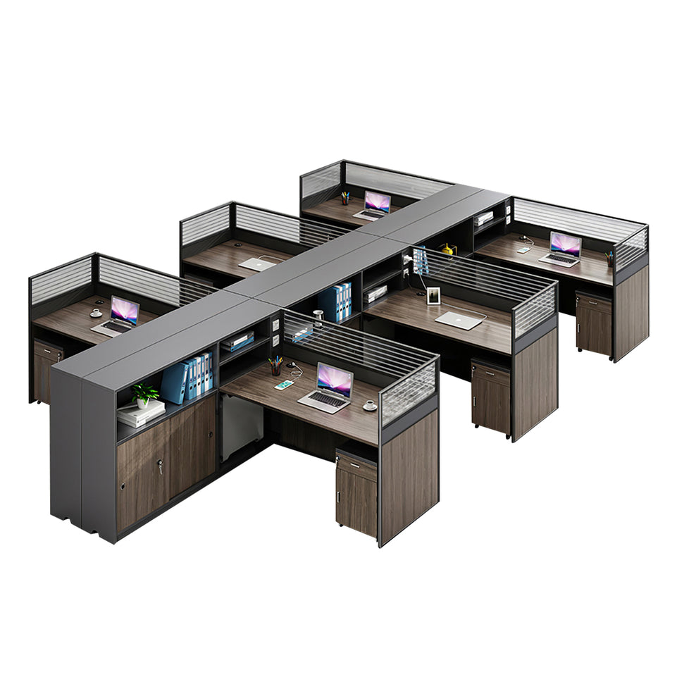 Modern L-Shaped Office Desk with Storage Cabinet and Privacy Panel BGZ-2016(In Stock)