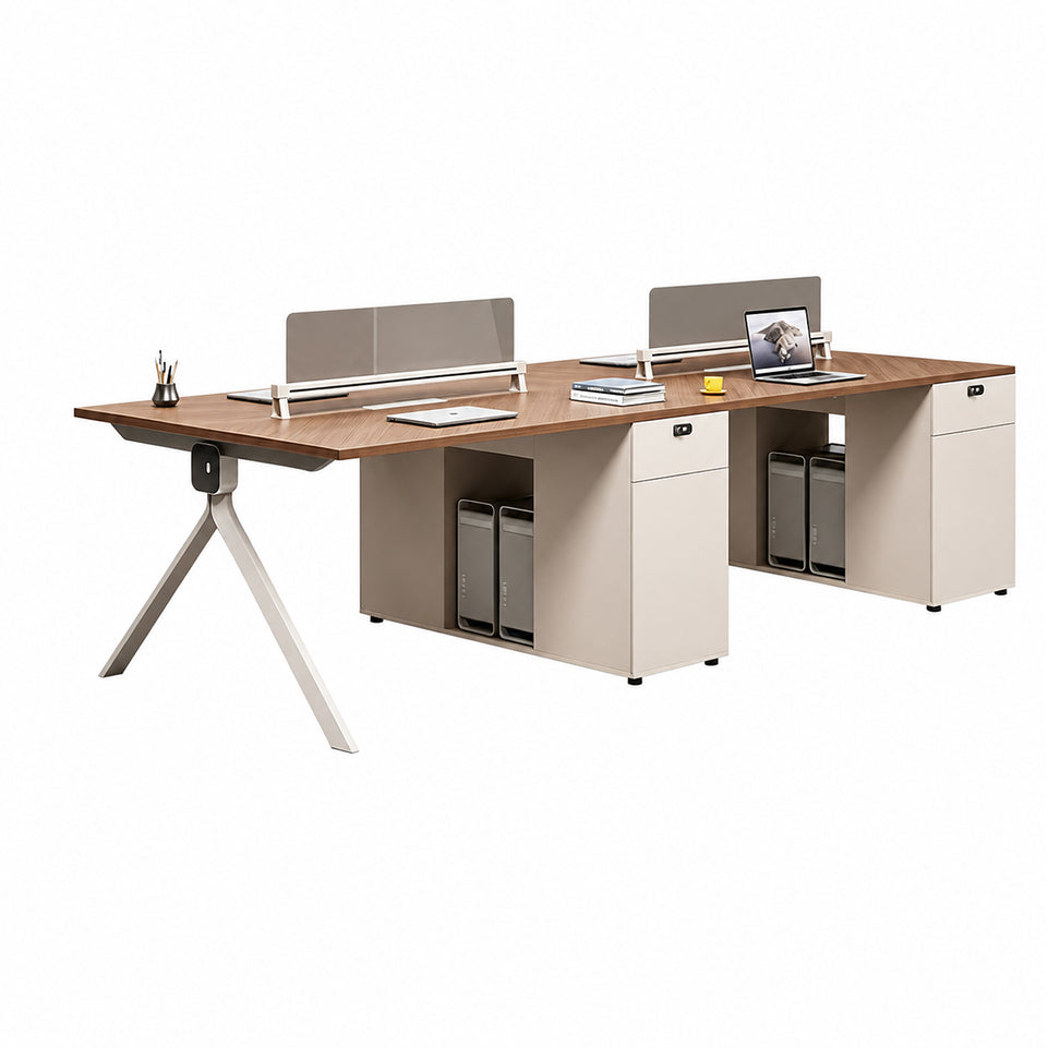 Modern Office Desk with Power Hub, Privacy Panel and Integrated Storage