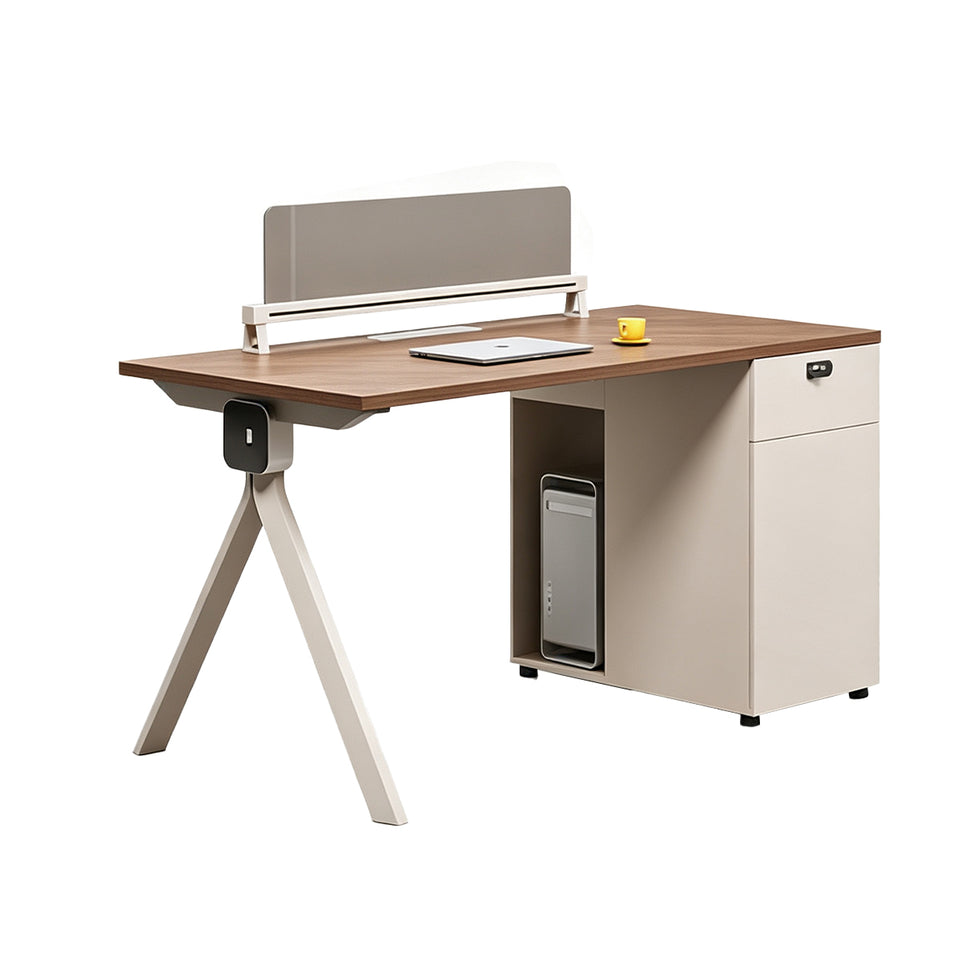 Modern Office Desk with Power Hub, Privacy Panel and Integrated Storage