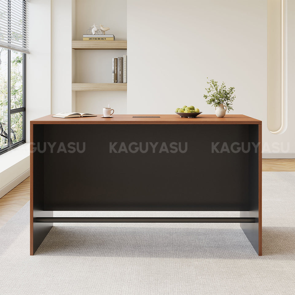 Contemporary 71" L Bar Height Table with Smart Charging Cable Box, Reinforced Front Panel for Office Break Rooms, Lounge Areas, Home Bars & Cafes