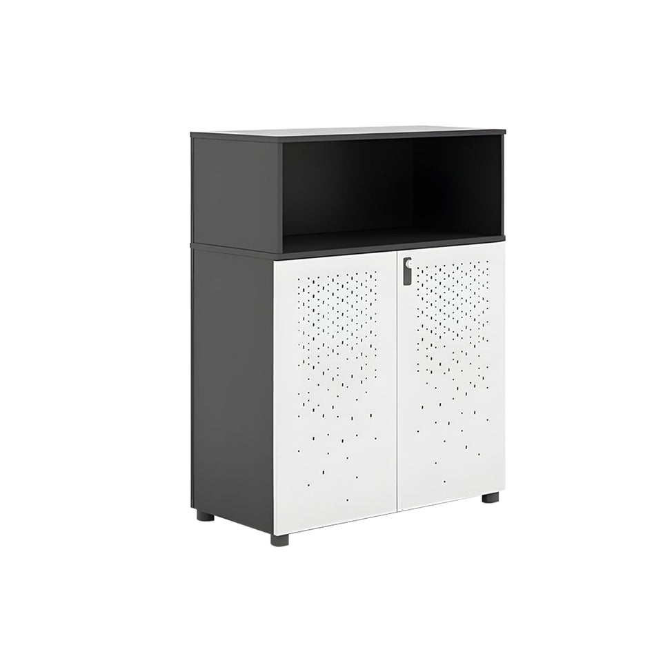 Sleek Lockable Metal Wood Cabinet for Office Storage, Adjustable Shelves, Durable Steel Doors, Spacious Partitioned Organizer CWG-2173