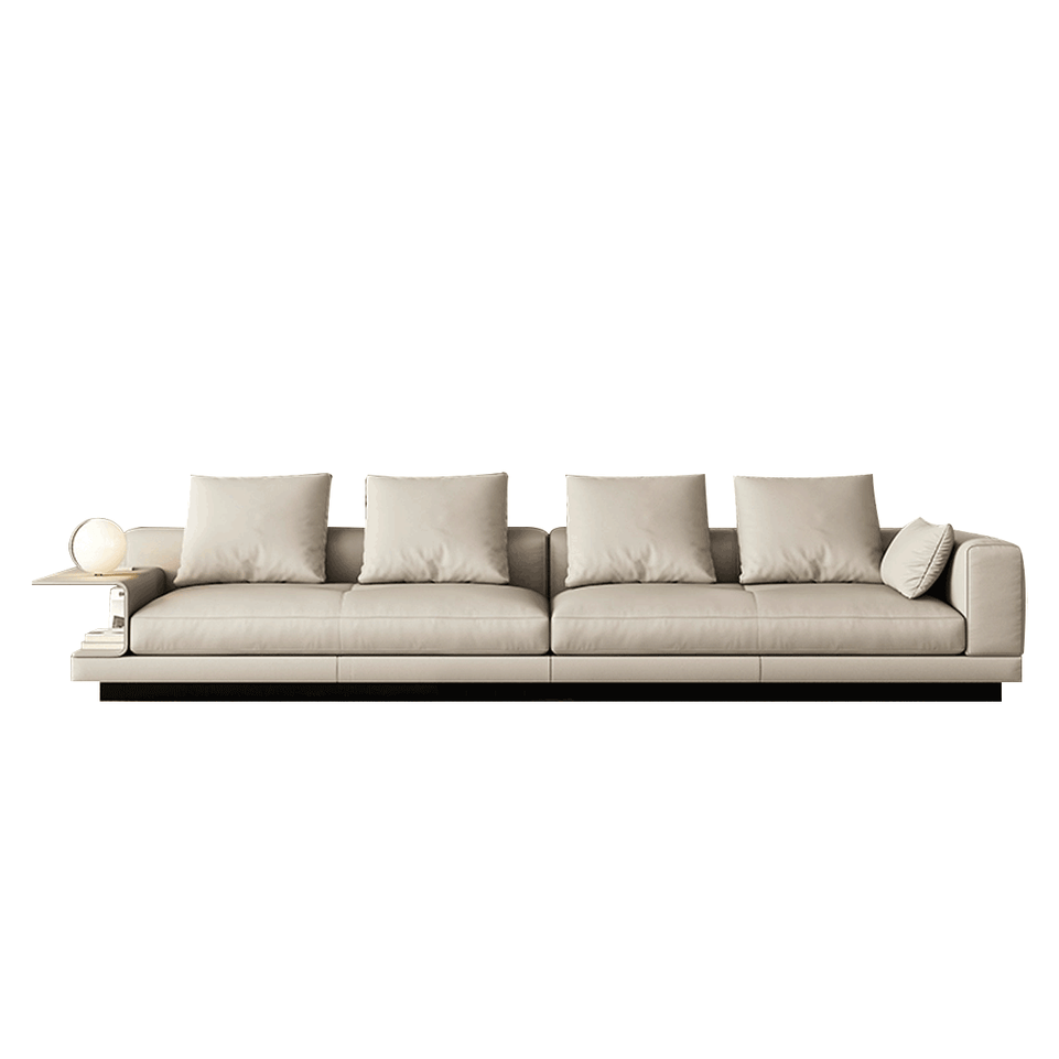 Pioneer Minimalist Italian-Style Genuine Leather Sofa With Curved Armrests And Plush Cushions BSF-2068