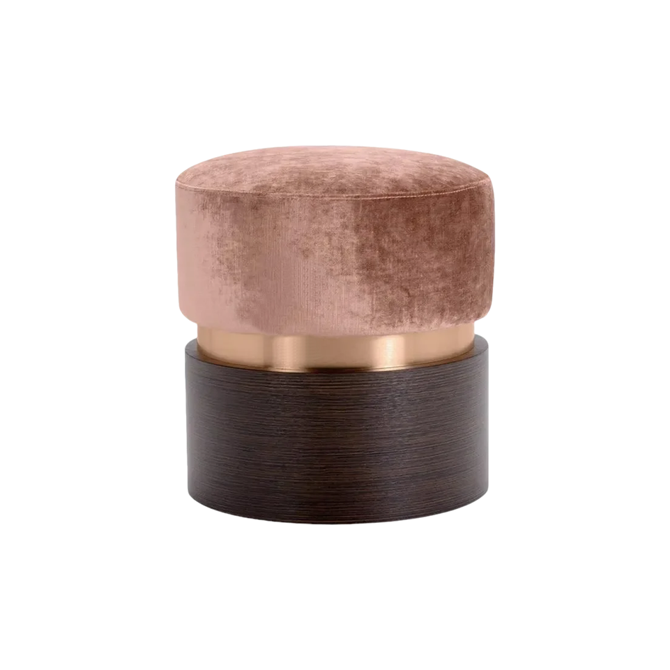 Velvet Upholstered Accent Stool With Stainless Base–Compact Elegance For Bedroom Or Boutique BSF-2072