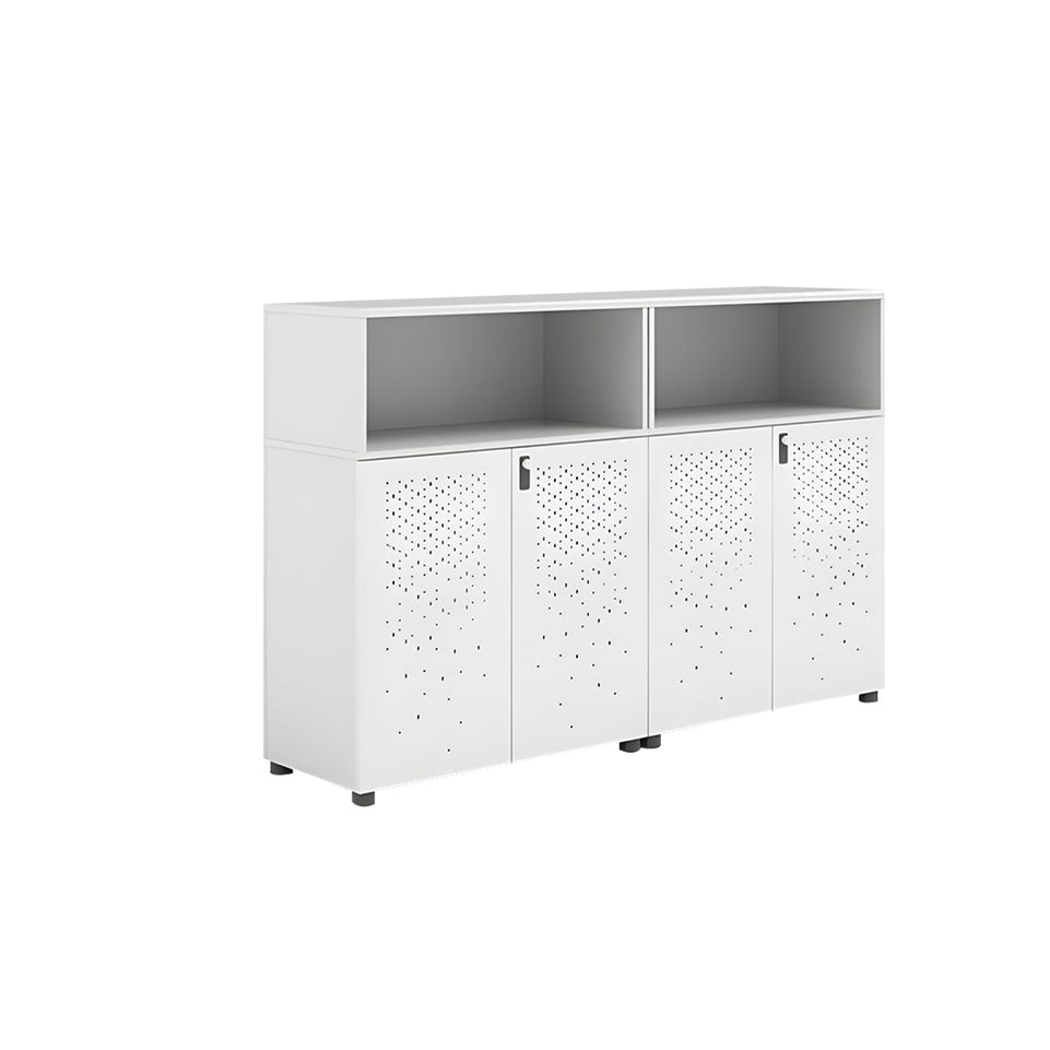 Sleek Lockable Metal Wood Cabinet for Office Storage, Adjustable Shelves, Durable Steel Doors, Spacious Partitioned Organizer CWG-2173