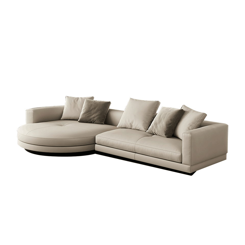 Pioneer Minimalist Italian-Style Genuine Leather Sofa With Curved Armrests And Plush Cushions BSF-2068