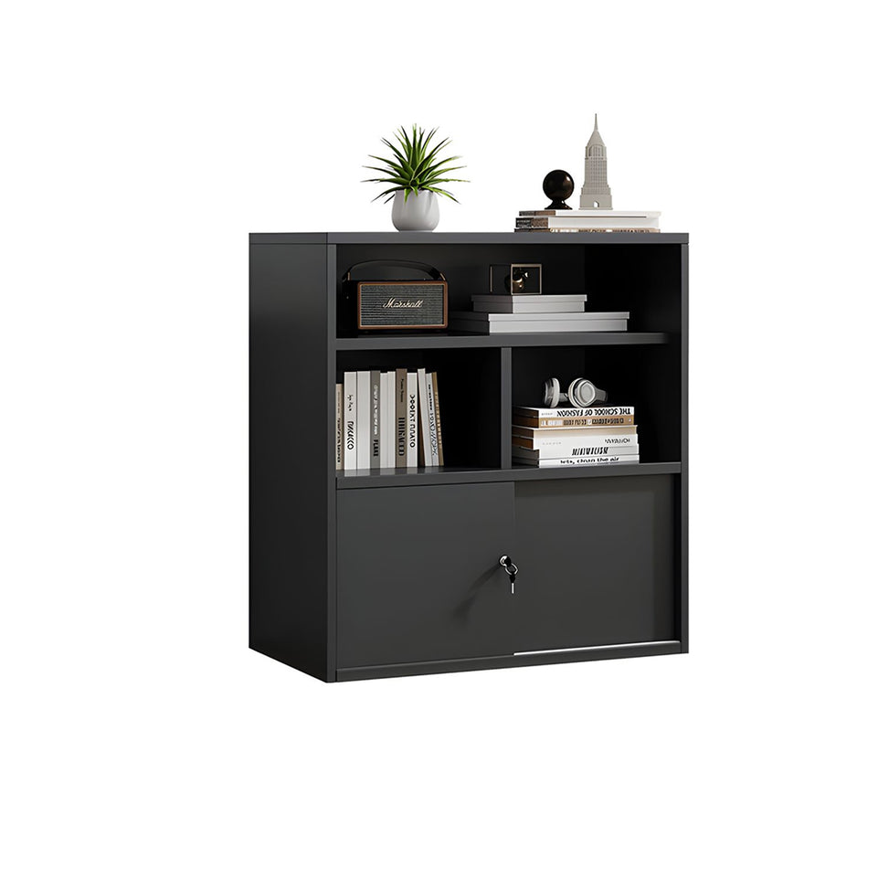 Modern Versatile Lockable File Cabinet with Hidden Handles and Glass Doors for Office or Tearoom CWG-2165