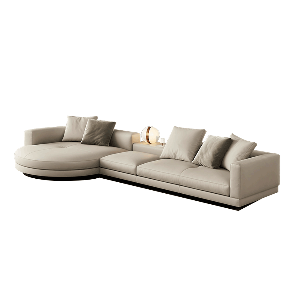 Pioneer Minimalist Italian-Style Genuine Leather Sofa With Curved Armrests And Plush Cushions BSF-2068