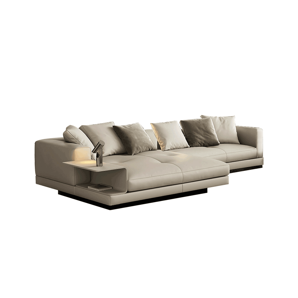 Pioneer Minimalist Italian-Style Genuine Leather Sofa With Curved Armrests And Plush Cushions BSF-2068