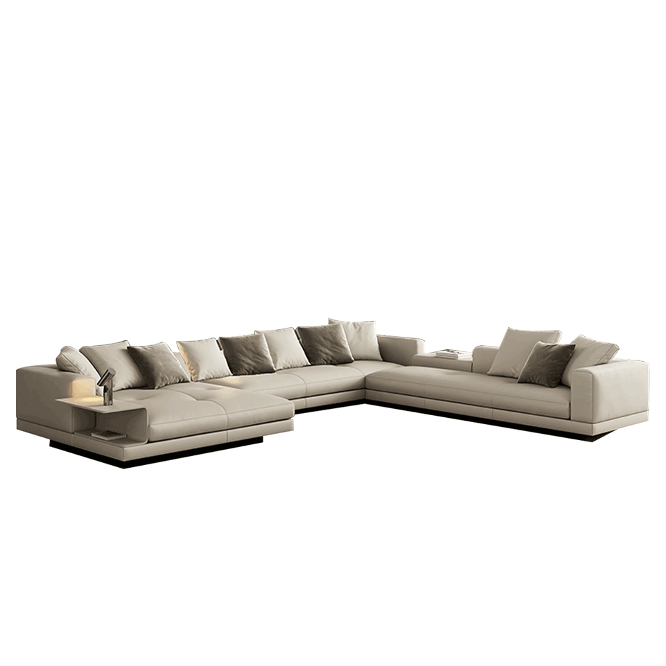 Pioneer Minimalist Italian-Style Genuine Leather Sofa With Curved Armrests And Plush Cushions BSF-2068