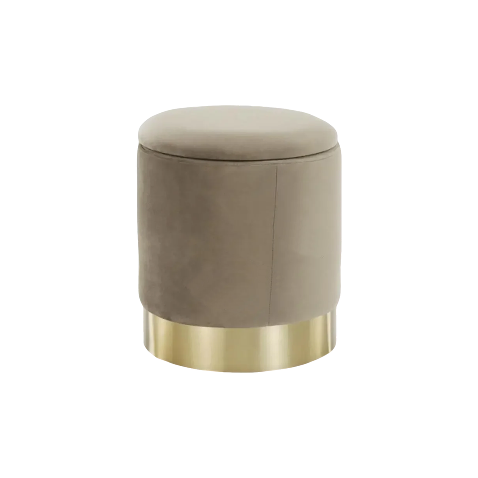 Velvet Upholstered Accent Stool With Stainless Base–Compact Elegance For Bedroom Or Boutique BSF-2072