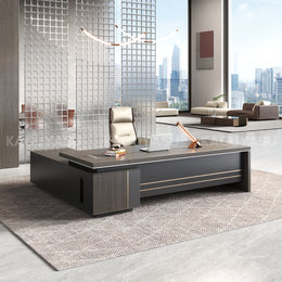 Contemporary Stylish L-Shaped Executive Desk with Side Storage Cabinet for Manager LBZ-605