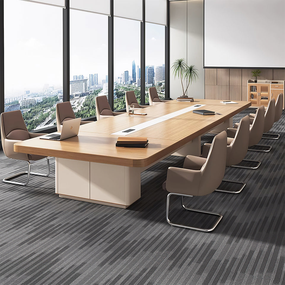 Rectangular Conference Table with Side Storage, Cable Management & Dual-Tone