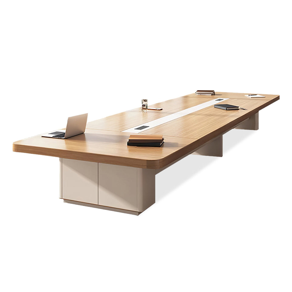 Rectangular Conference Table with Side Storage, Cable Management & Dual-Tone