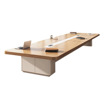 Rectangular Conference Table with Side Storage, Cable Management & Dual-Tone