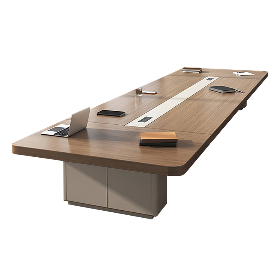 Rectangular Conference Table with Side Storage, Cable Management & Dual-Tone