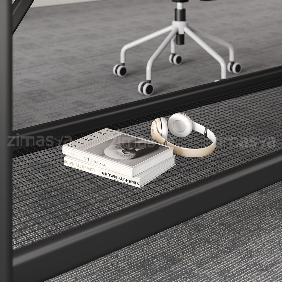 Conference Table with Display Mounting Panel, Metal Frame & Under-Table Mesh Storage