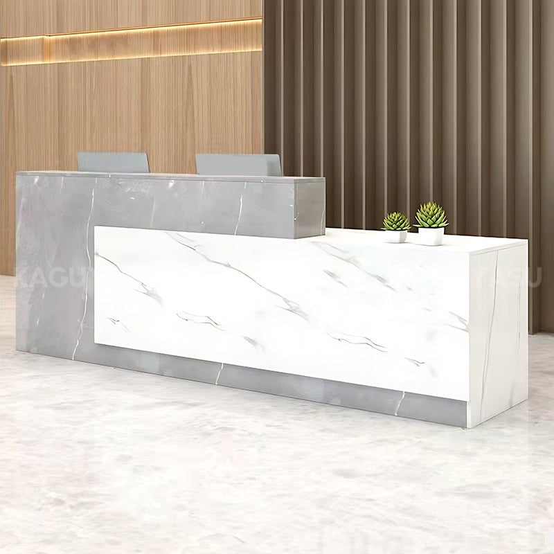 Professional and Stylish High-Function Gray Reception Front Desk with Double Desktop Design JDT-047-10(East Coast)