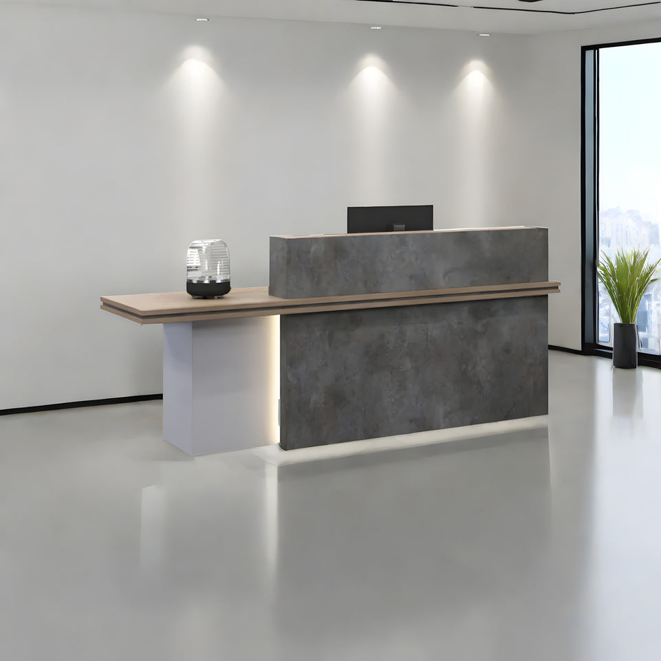 Segmented Design Straight Front Desk with Compartments and Lockable Cabinet for Hotels and Offices JDT-10100(In Stock)