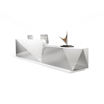 Modern Reception Desk with File Drawers, LED Lighting & Lumbar Support for Office Lobby