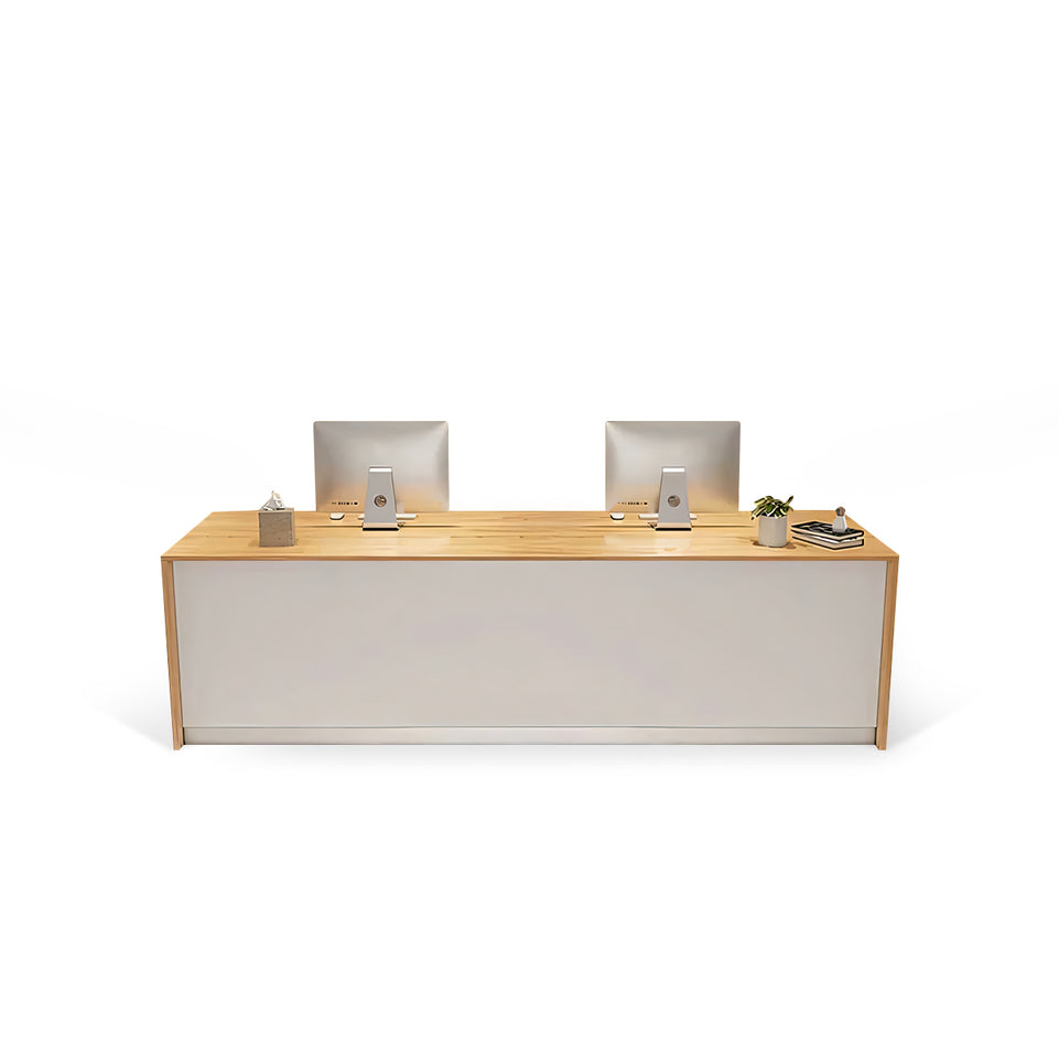 Minimalist Straight Rectangular Reception Desk With Drawers And Storage Cabinet For Offices And Salons JDT-1092