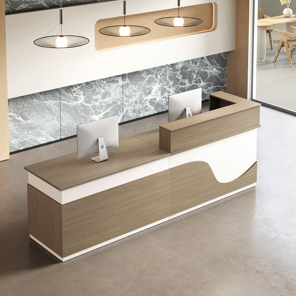 予定 デスク L-Shaped Reception Desk 71-79 in Wide for Office Lobby