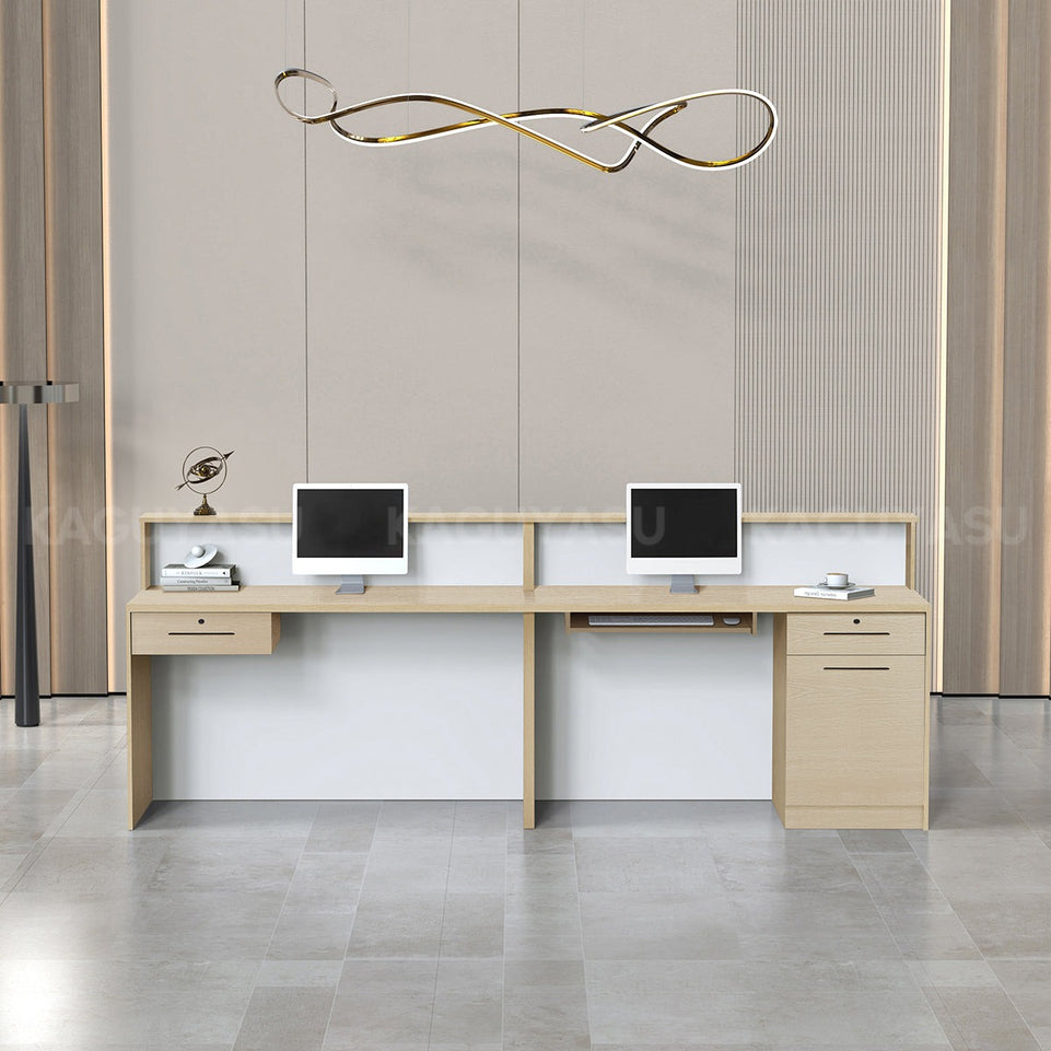 Minimalist Office Reception Desk with Storage Cabinet & Keyboard Tray JDT-2214