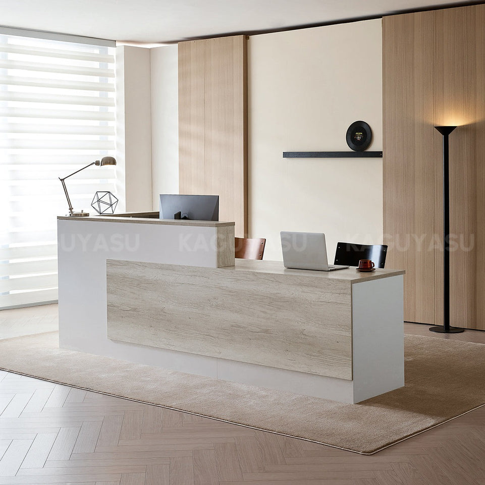 Modern L-Shaped Reception Desk with Side Storage and Drawers JDT-2215(In Stock)